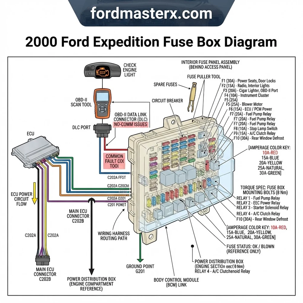 2000 ford expedition fuse box diagram diagram with labeled components and explanations