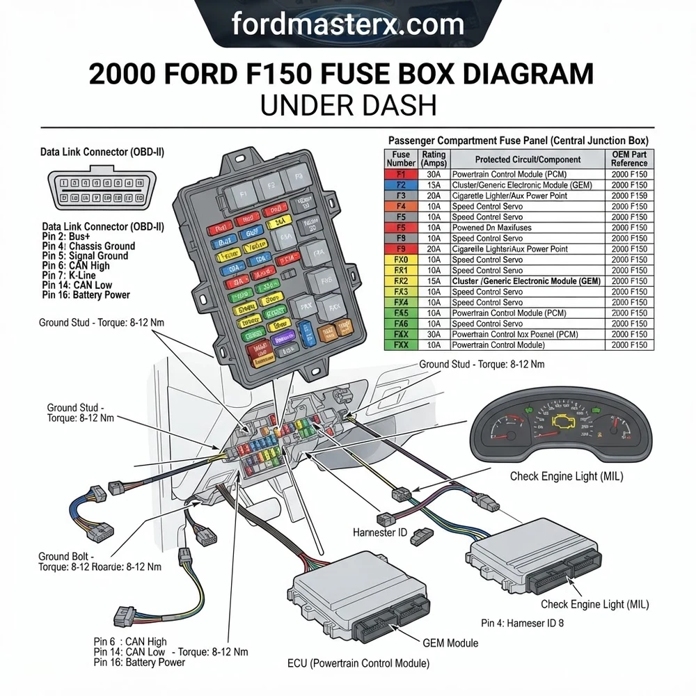 2000 Ford F150 Fuse Box Diagram Under Dash: 2026 Repair Guide 2 2000 Ford F150 Fuse Box Diagram Under Dash: 2026 Repair Guide
