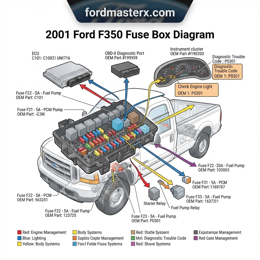 2001 ford f350 fuse box diagram diagram with labeled components and explanations