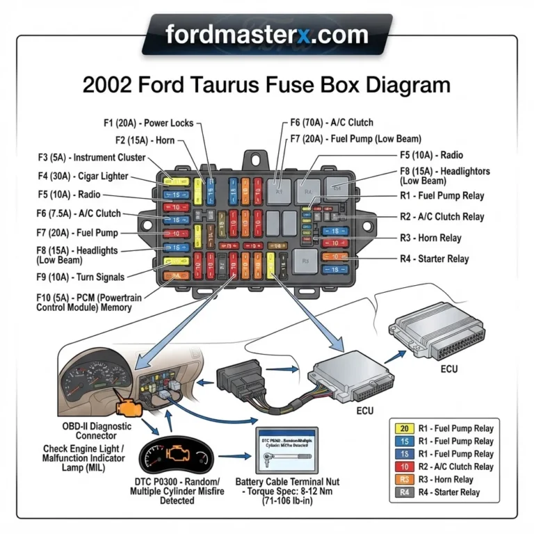 2002 Ford Taurus Fuse Box Diagram: Component Identification 2026 52 2002 ford taurus fuse box diagram diagram with labeled components and explanations
