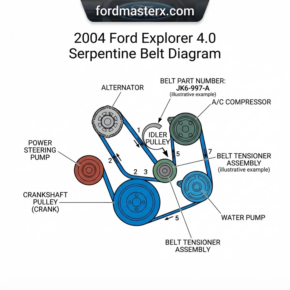 2004 ford explorer 4.0 serpentine belt diagram diagram with labeled components and explanations