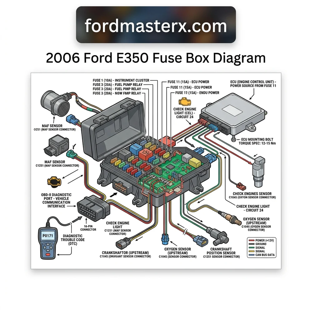 2006 ford e350 fuse box diagram diagram with labeled components and explanations