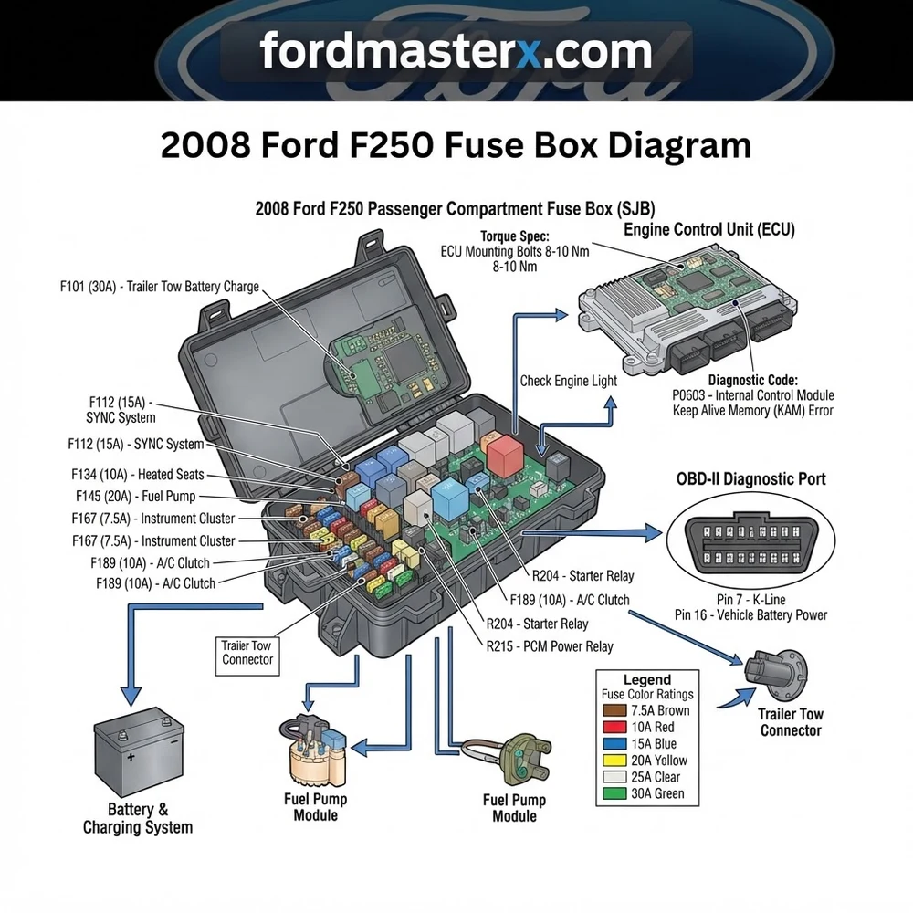 2008 ford f250 fuse box diagram diagram with labeled components and explanations