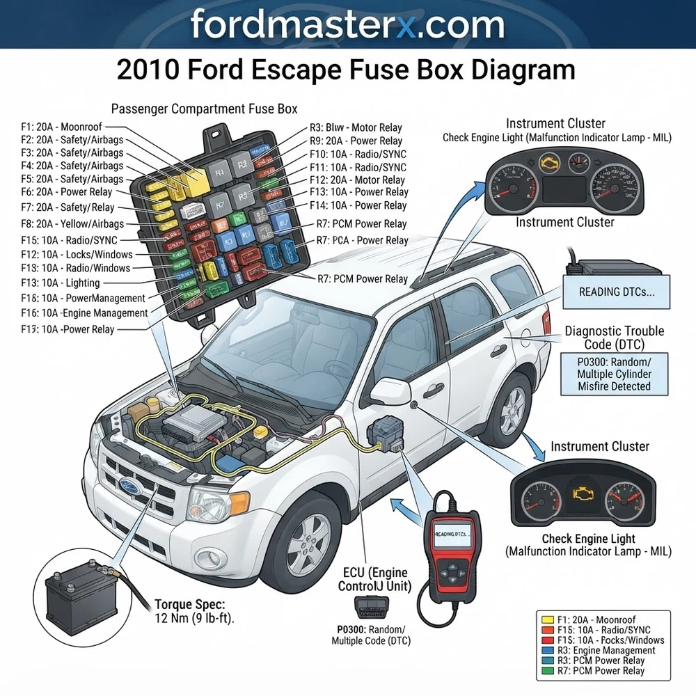 2010 ford escape fuse box diagram diagram with labeled components and explanations
