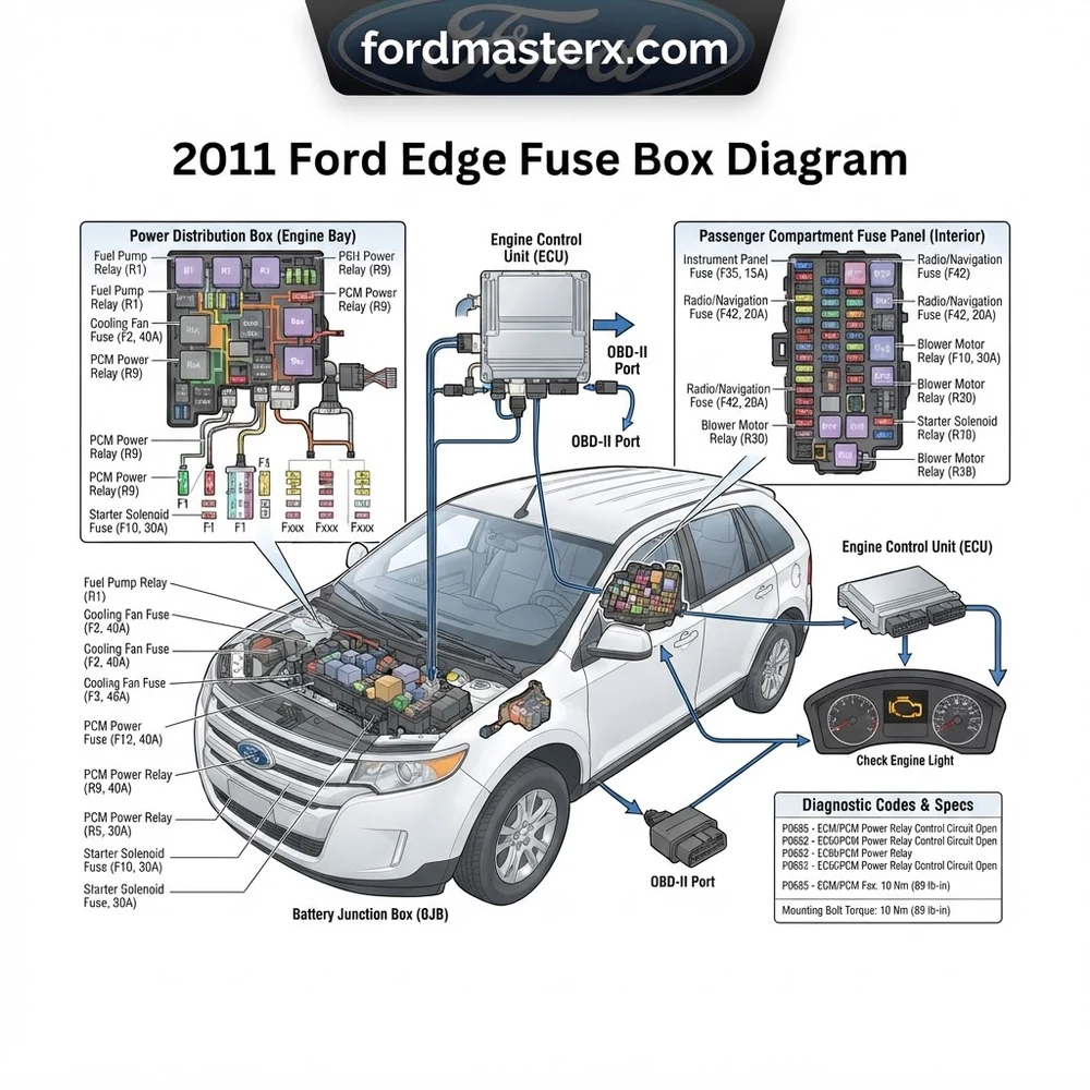 2011 ford edge fuse box diagram diagram with labeled components and explanations