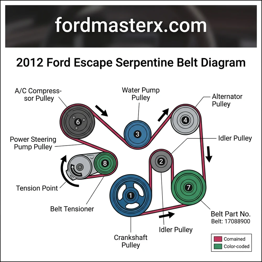 2012 ford escape serpentine belt diagram diagram with labeled components and explanations