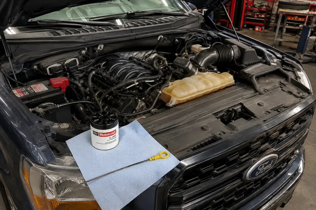 2016 ford F150 5.0L Oil Capacity: Exact Quarts, Type, and a TSB Most Guides Skip 3 Motorcraft oil filter and dipstick for F-150 5.0L oil change