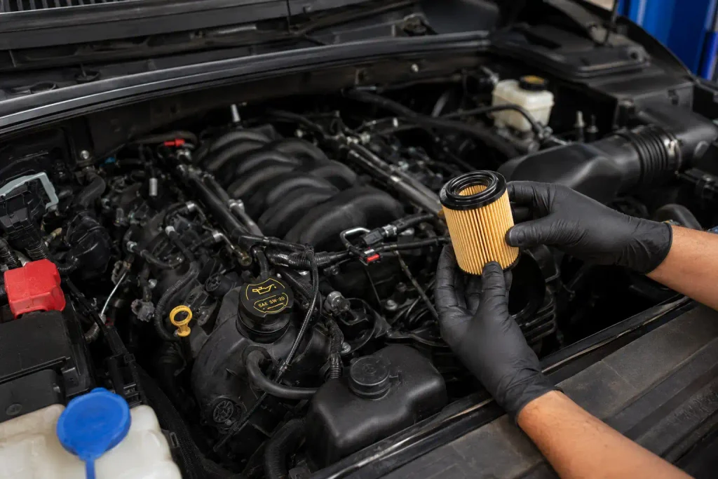 2019 F-150 5.0L Oil Capacity: Quarts, Type, and Known TSB 3 Ford F-150 5.0L Coyote engine bay oil filter change