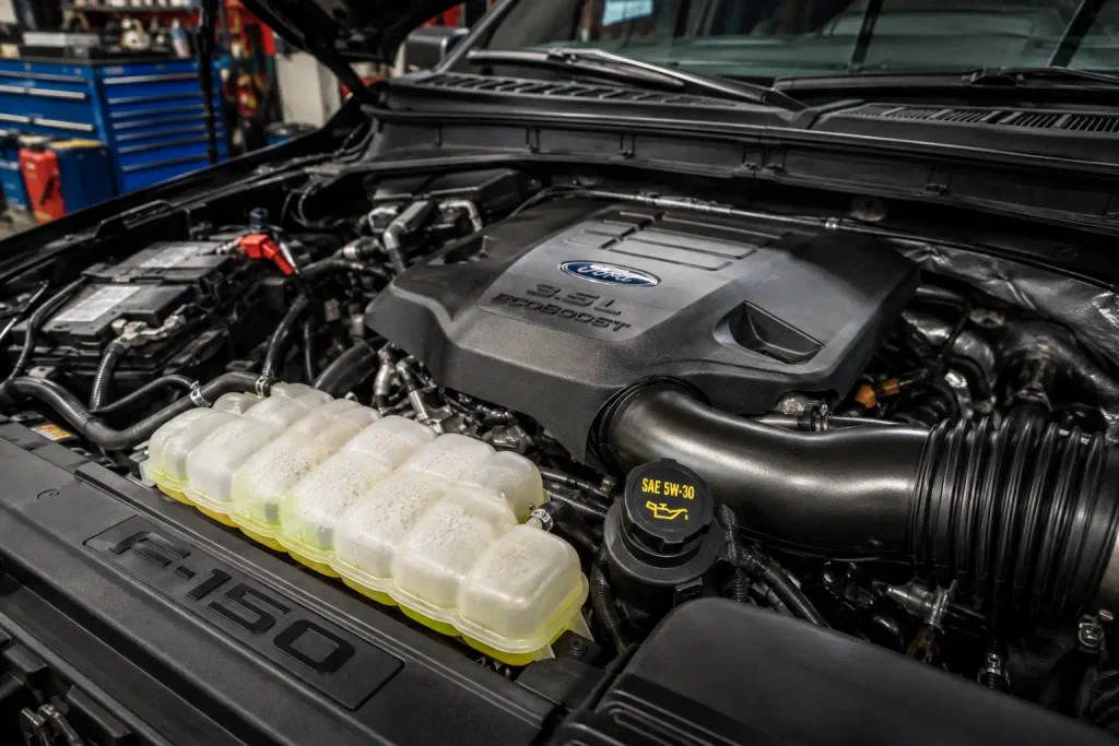 2023 Ford F-150 Oil Type Guide: Every Engine, Capacity & Spec 2 2023 Ford F-150 3.5L EcoBoost engine bay oil fill cap