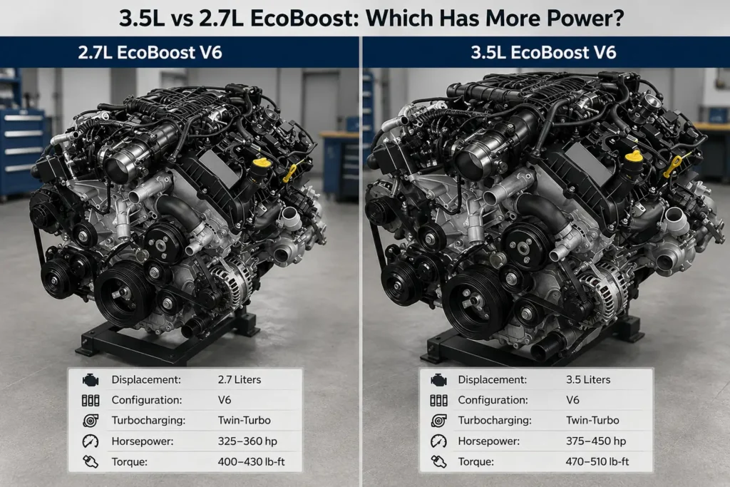 Ford 2.7L and 3.5L EcoBoost engine size comparison