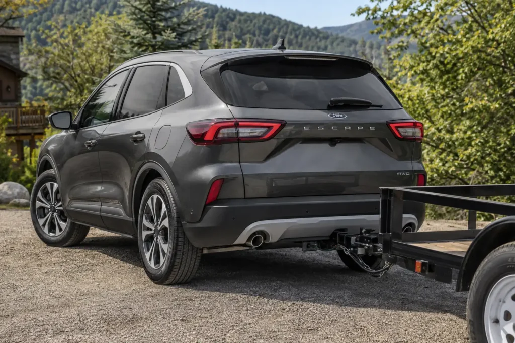 Ford Escape Towing Capacity Chart: Every Year & Engine 2001-2026 2 Ford Escape towing capacity shown with trailer hitch attached
Ford Escape trailer hitch, Ford Escape towing SUV, compact SUV pulling trailer, Ford Escape rear bumper hitch, SUV utility trailer towing