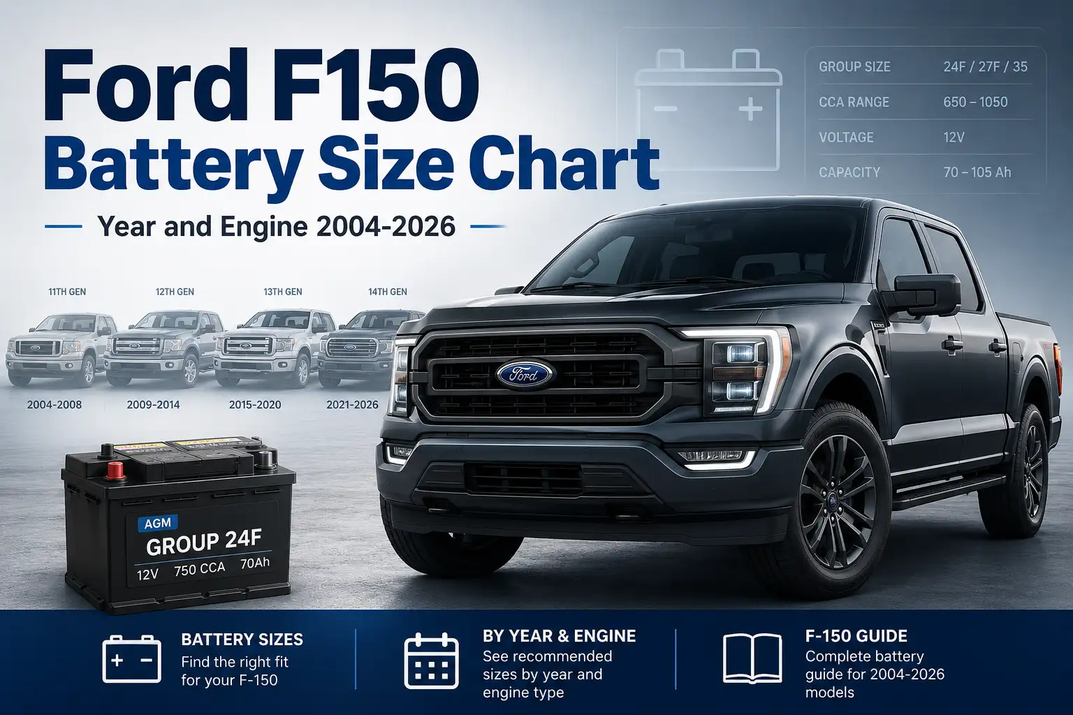 Ford F150 Battery Size Chart: Year and Engine 2004-2026