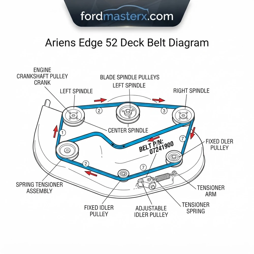 ariens edge 52 deck belt diagram diagram with labeled components and explanations