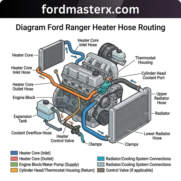 diagram ford ranger heater hose routing diagram with labeled components and explanations