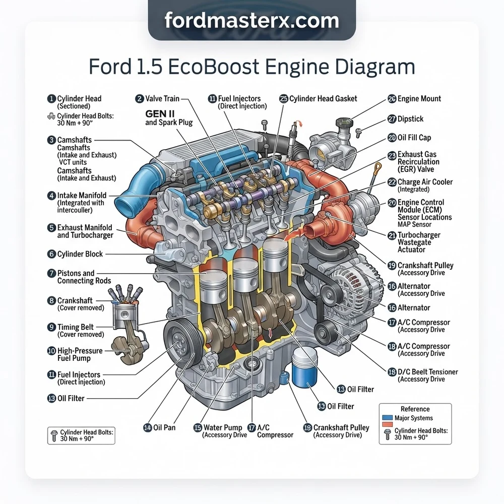 1.5L Ford EcoBoost Engine Diagram: Component Breakdown (2026) 2 1.5L Ford EcoBoost Engine Diagram: Component Breakdown (2026)
