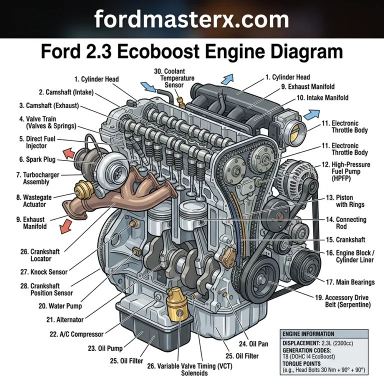 ford 2.3 ecoboost engine diagram diagram with labeled components and explanations