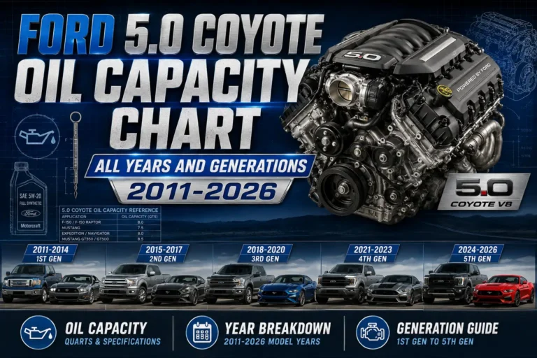 Ford 5.0 Coyote Oil Capacity Chart: All Years and Generations (2011-2026) 2 ford 5.0 coyote oil capacity chart