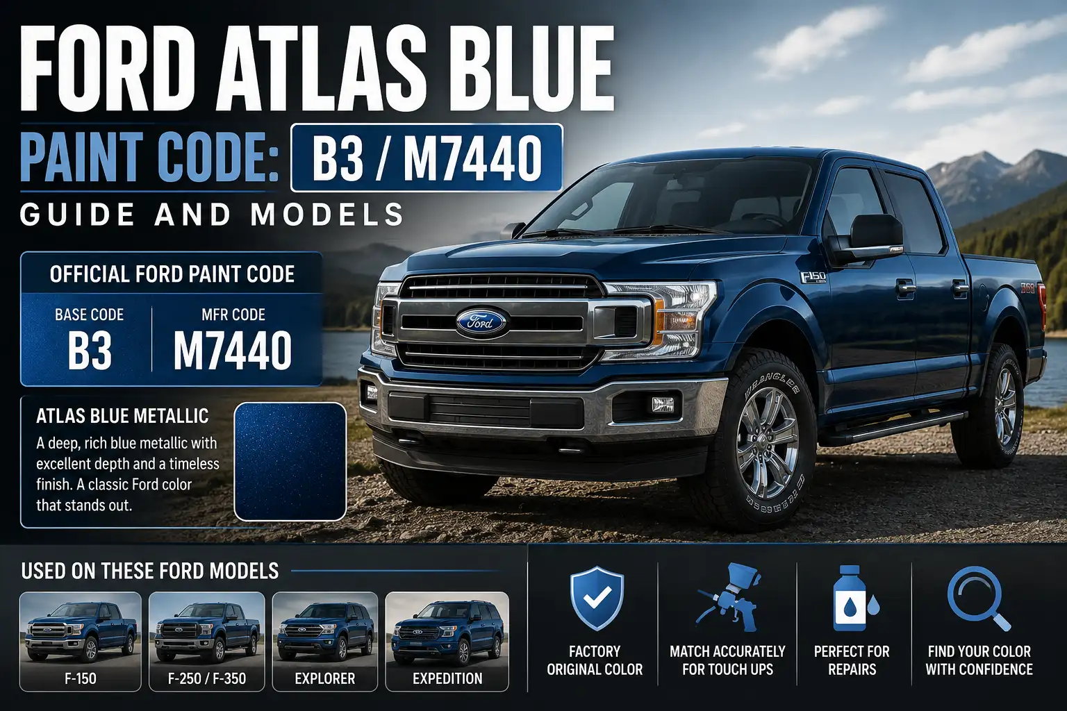 Ford Atlas Blue Paint Code: B3/M7440 Guide and Models