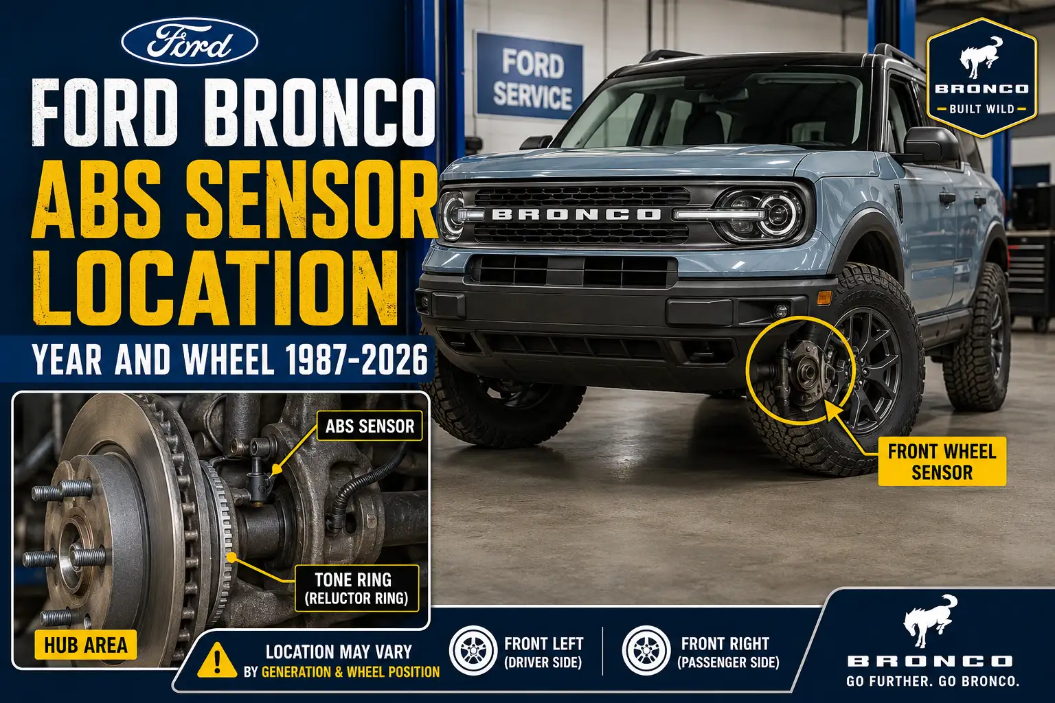 Ford Bronco ABS Sensor Location: Year and Wheel 1987-2026 1 Ford Bronco ABS Sensor Location: Year and Wheel 1987-2026