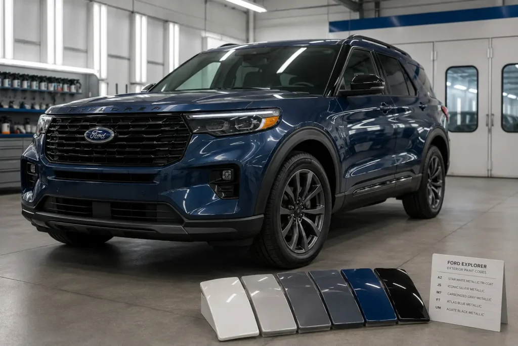 Ford Explorer Paint Code Chart by Year: 1991-2026 2 Ford Explorer paint code chart showing factory color matching process
