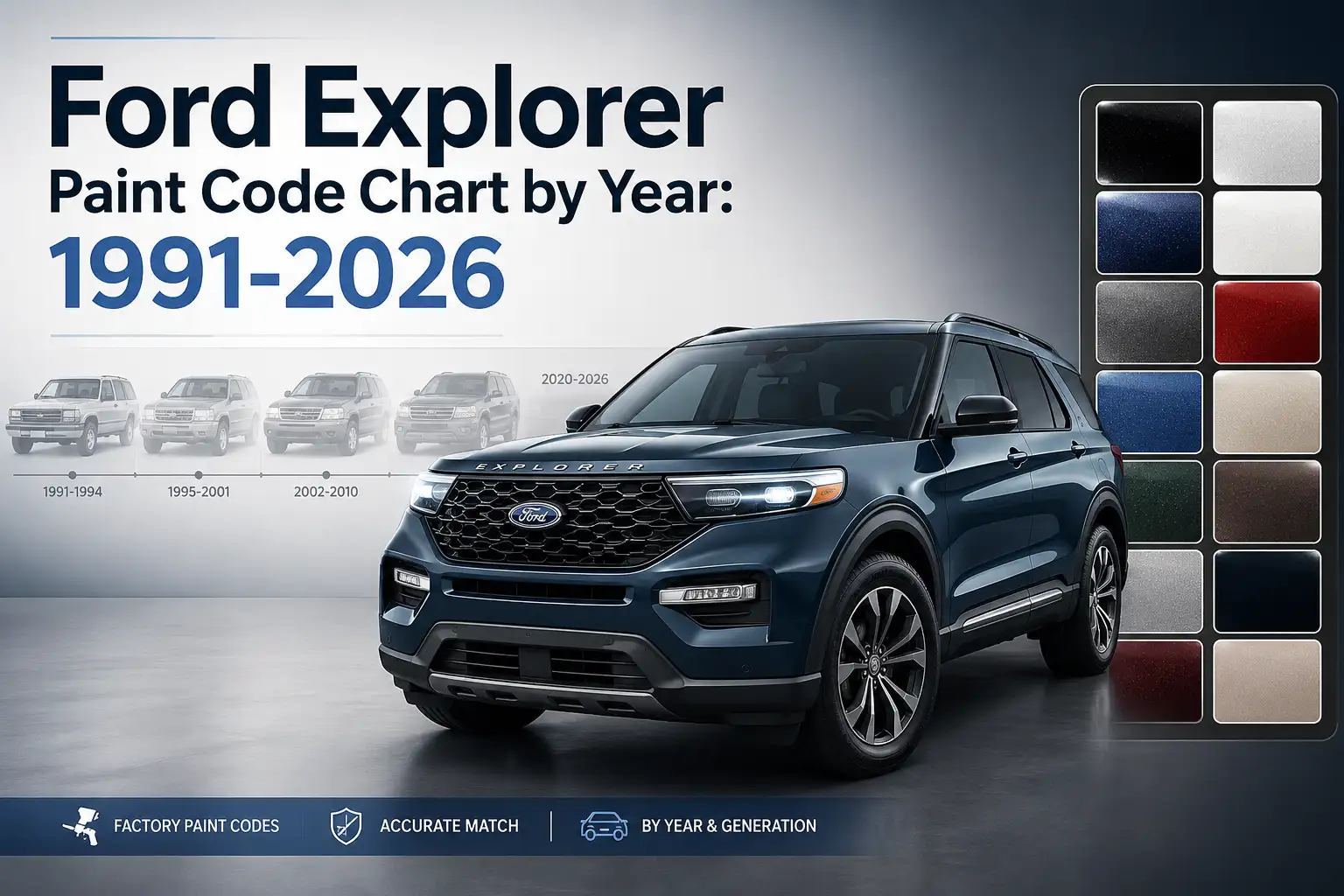 Ford Explorer Paint Code Chart by Year: 1991-2026 1 Ford Explorer Paint Code Chart by Year: 1991-2026