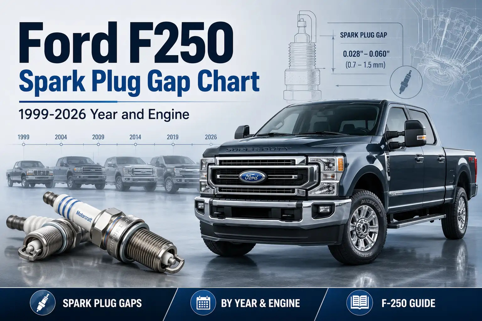 Ford F250 Spark Plug Gap Chart: 1999-2026 Year and Engine