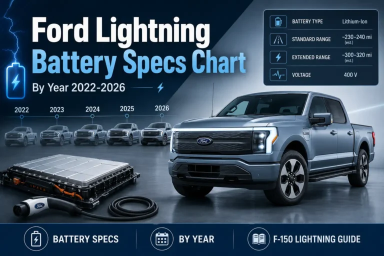 Ford Lightning Battery Specs Chart by Year 2022 to 2026