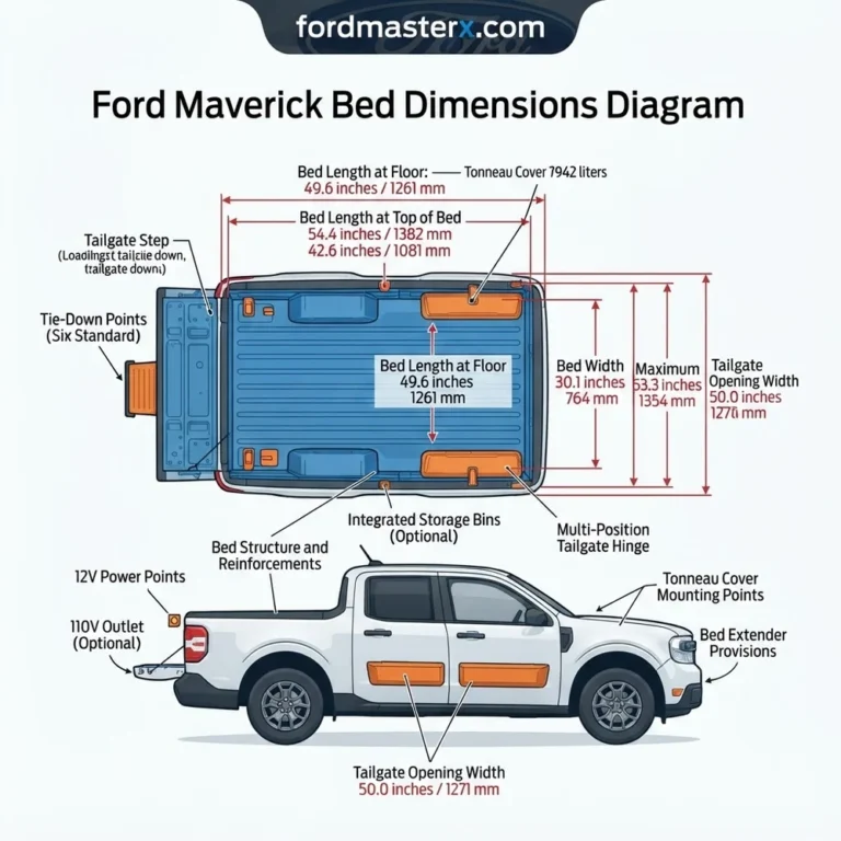 ford maverick bed dimensions diagram diagram with labeled components and explanations