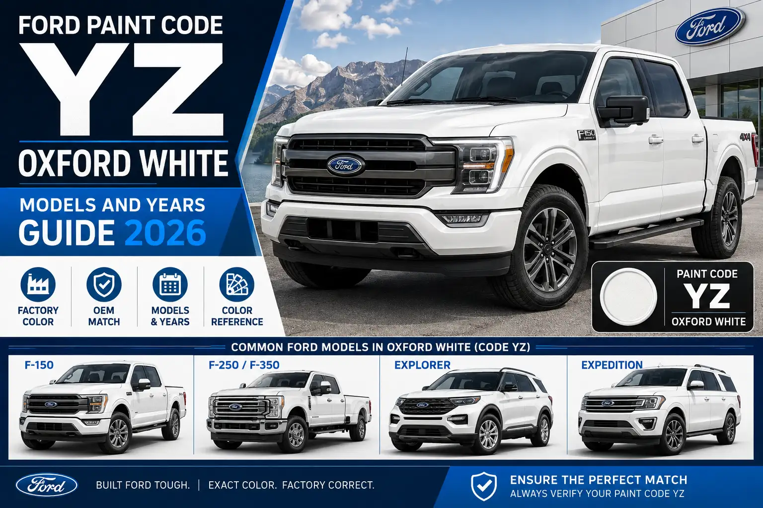 Ford Paint Code YZ Oxford White Models and Years Guide 2026