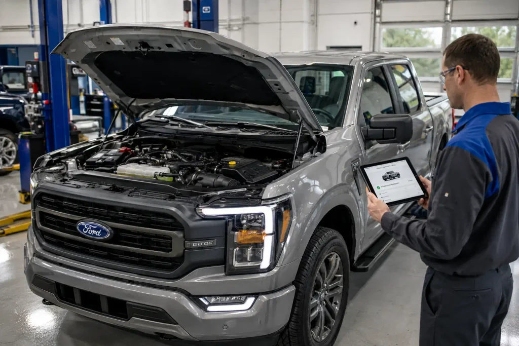 2026 Ford F-150 showing Ford powertrain warranty coverage inspection
