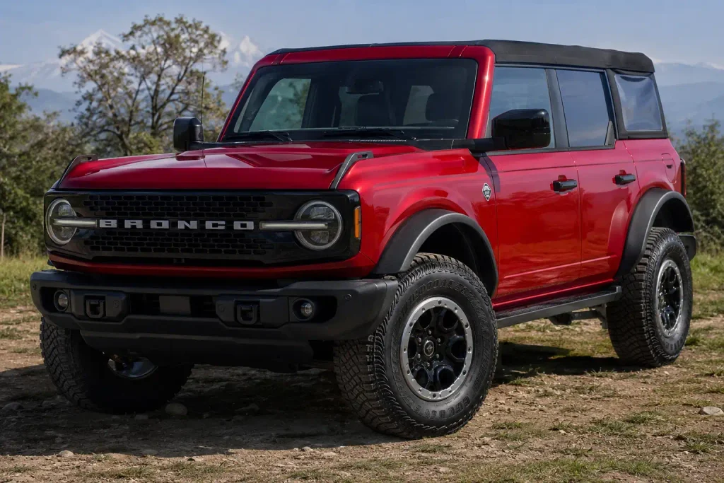 Ford Bronco in Rapid Red paint code D4 metallic finish