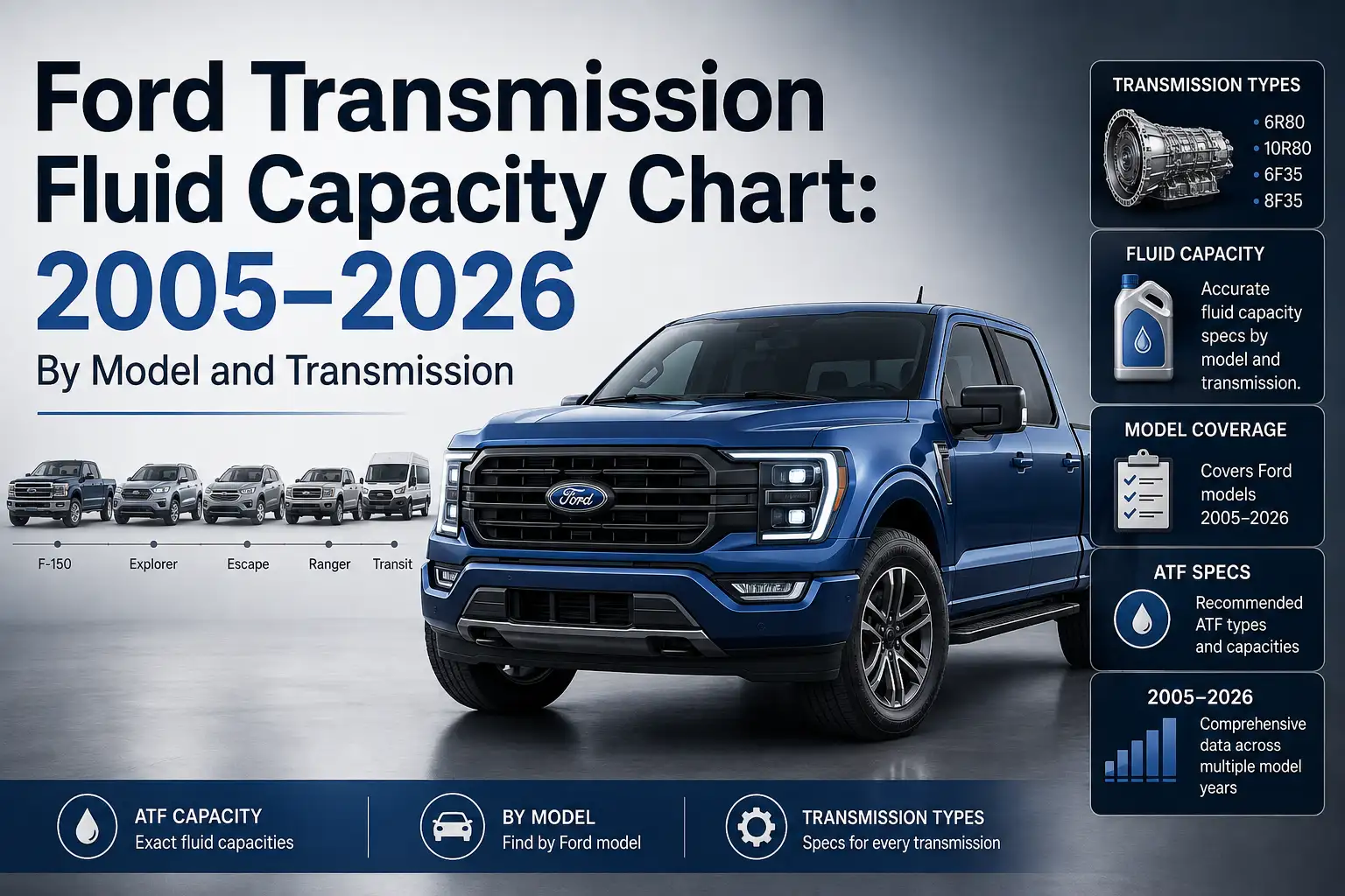 Ford Transmission Fluid Capacity Chart: 2005-2026 Model and Transmission