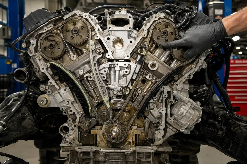 Ford F-150 P0016 timing chain and cam phaser inspection