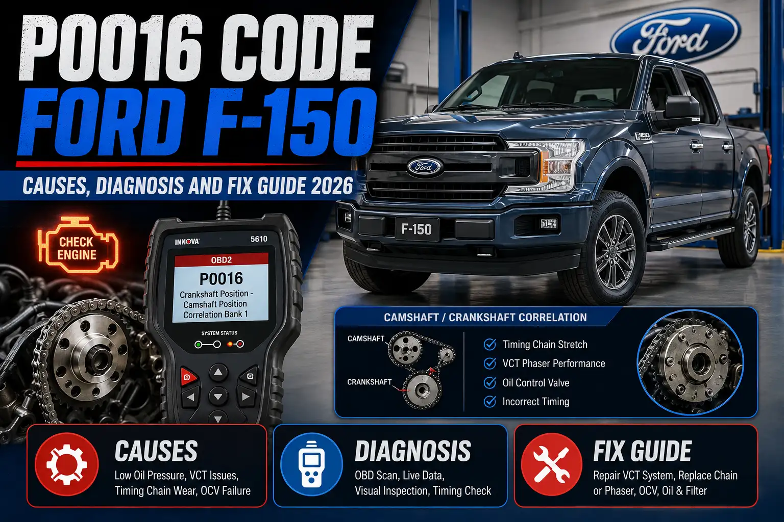 P0016 Code Ford F150 Causes Diagnosis and Fix Guide 2026