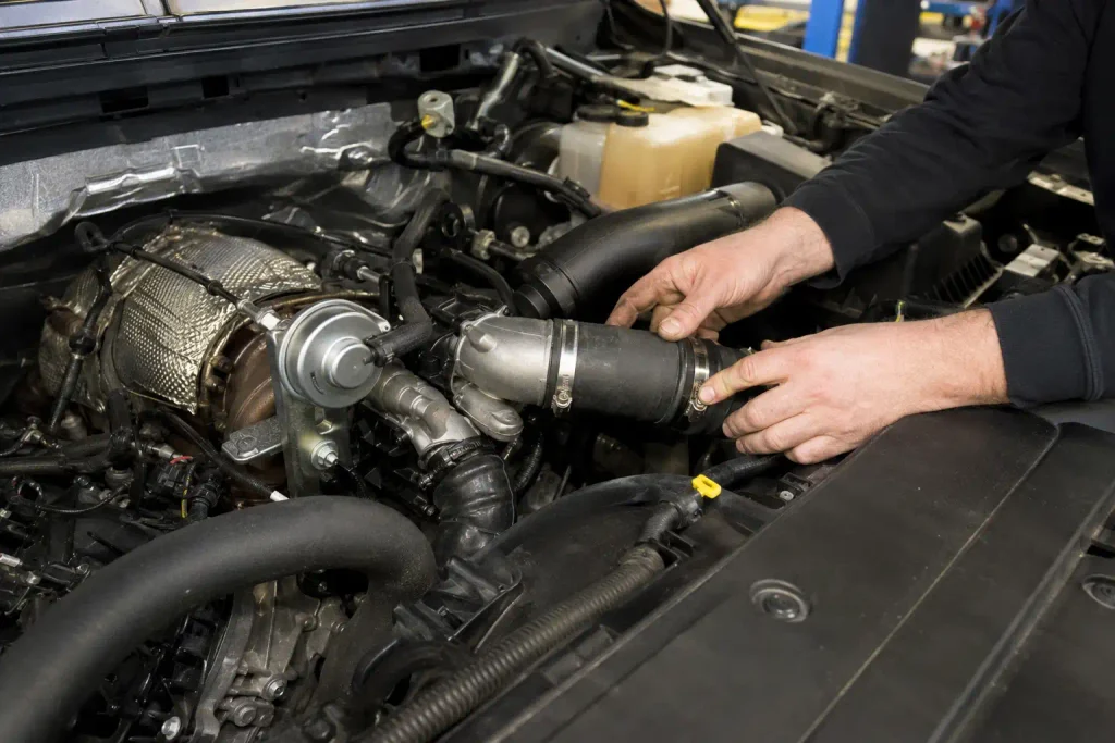 P0299 Code Ford F150: Causes Diagnosis and Fix Guide 2026 3 Ford F150 P0299 boost leak inspection on EcoBoost engine