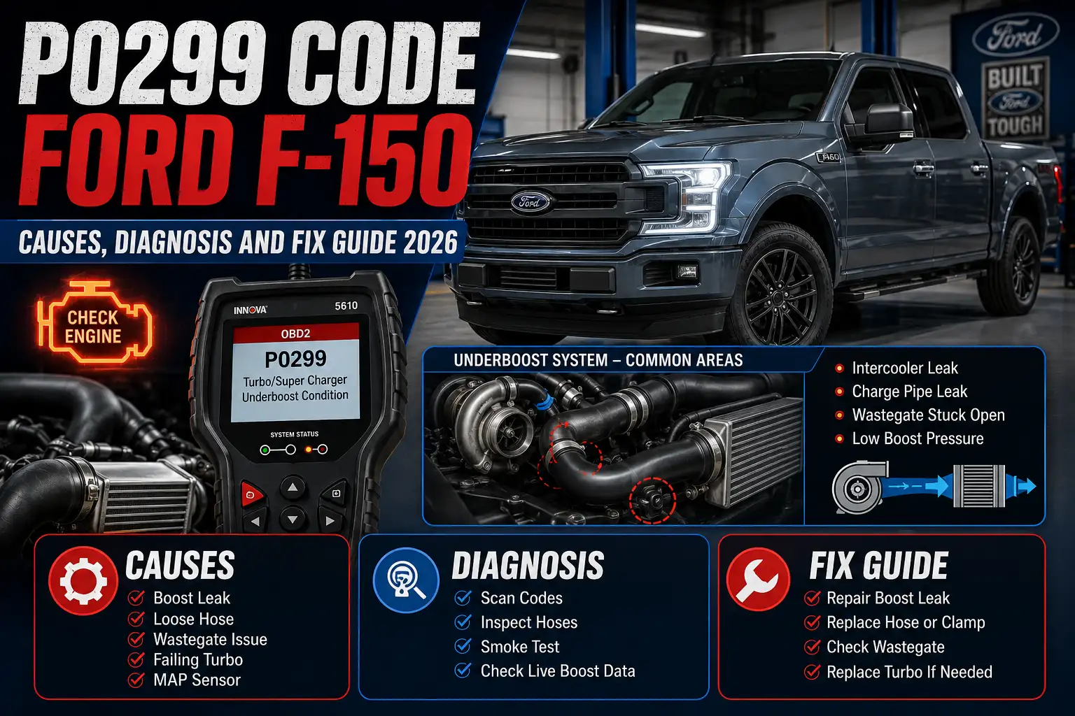 P0299 Code Ford F150: Causes Diagnosis and Fix Guide 2026 1 P0299 Code Ford F150: Causes Diagnosis and Fix Guide 2026