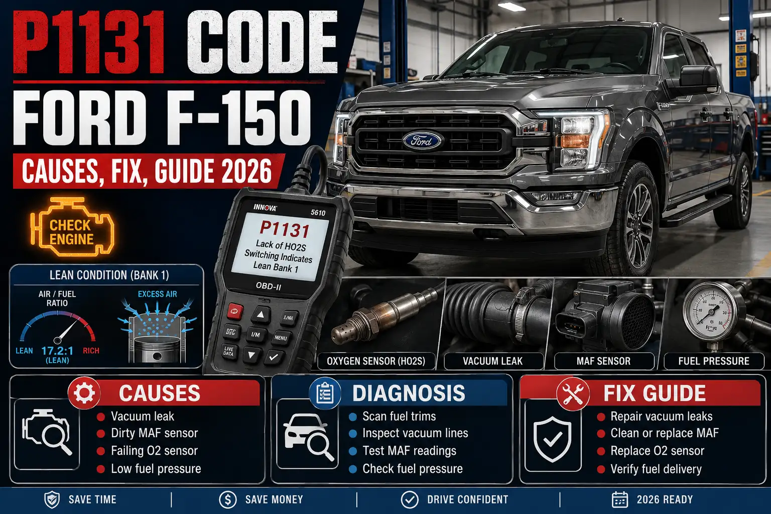 Ford F-150 P1131 Code: Causes, Fix, Guide 2026 1 Ford F-150 P1131 Code: Causes, Fix, Guide 2026