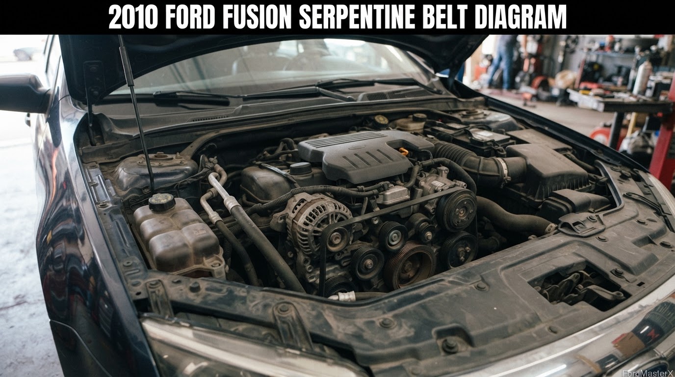 2010 Ford Fusion Serpentine Belt Diagram: Routing and Tensioner Specs by Engine 1 2010 ford fusion serpentine belt diagram reference chart from FordMasterX