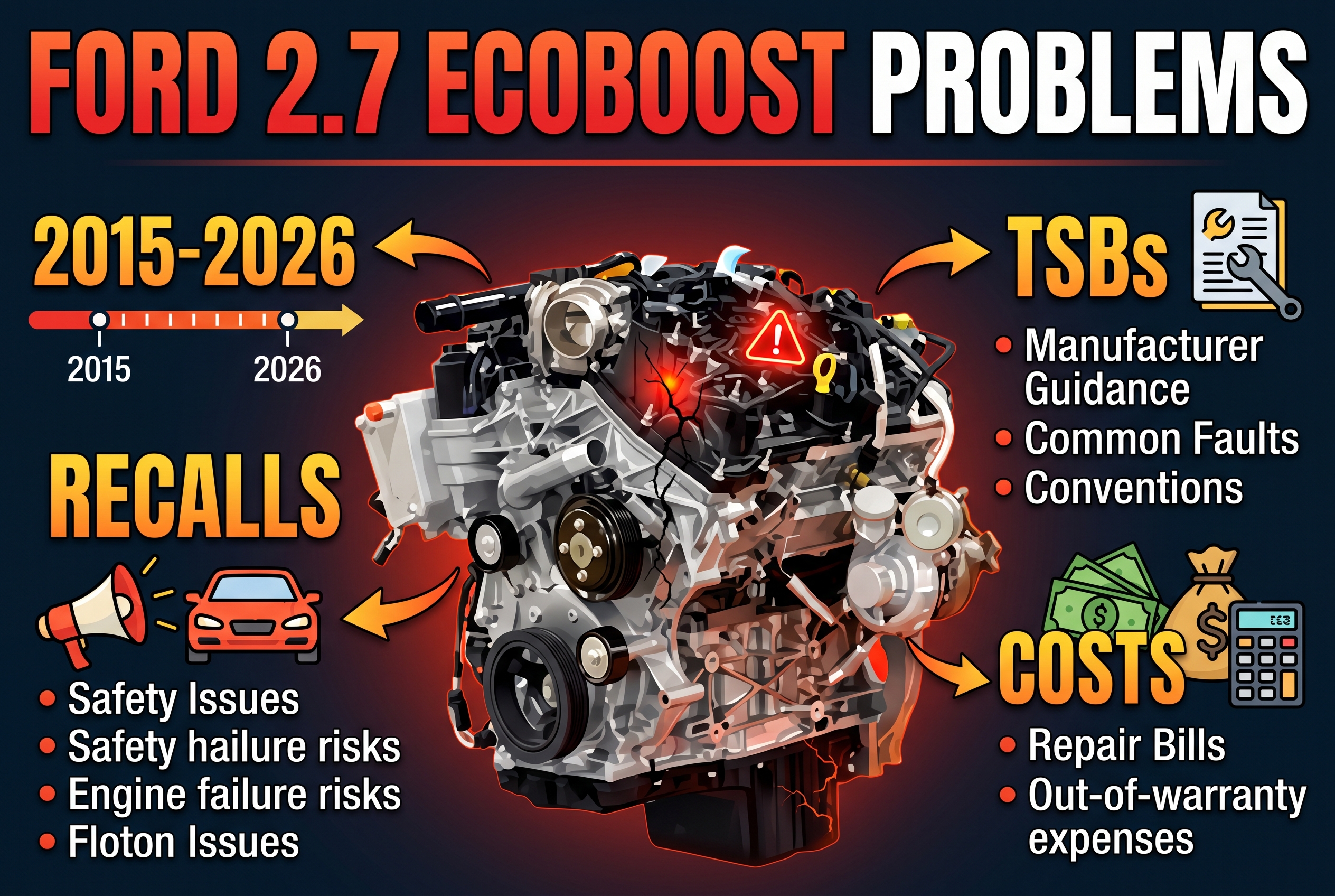 Ford 2.7 EcoBoost Problems: 2015-2026 Recalls, TSBs, Costs 1 Ford 2.7 EcoBoost Problems: 2015-2026 Recalls, TSBs, Costs