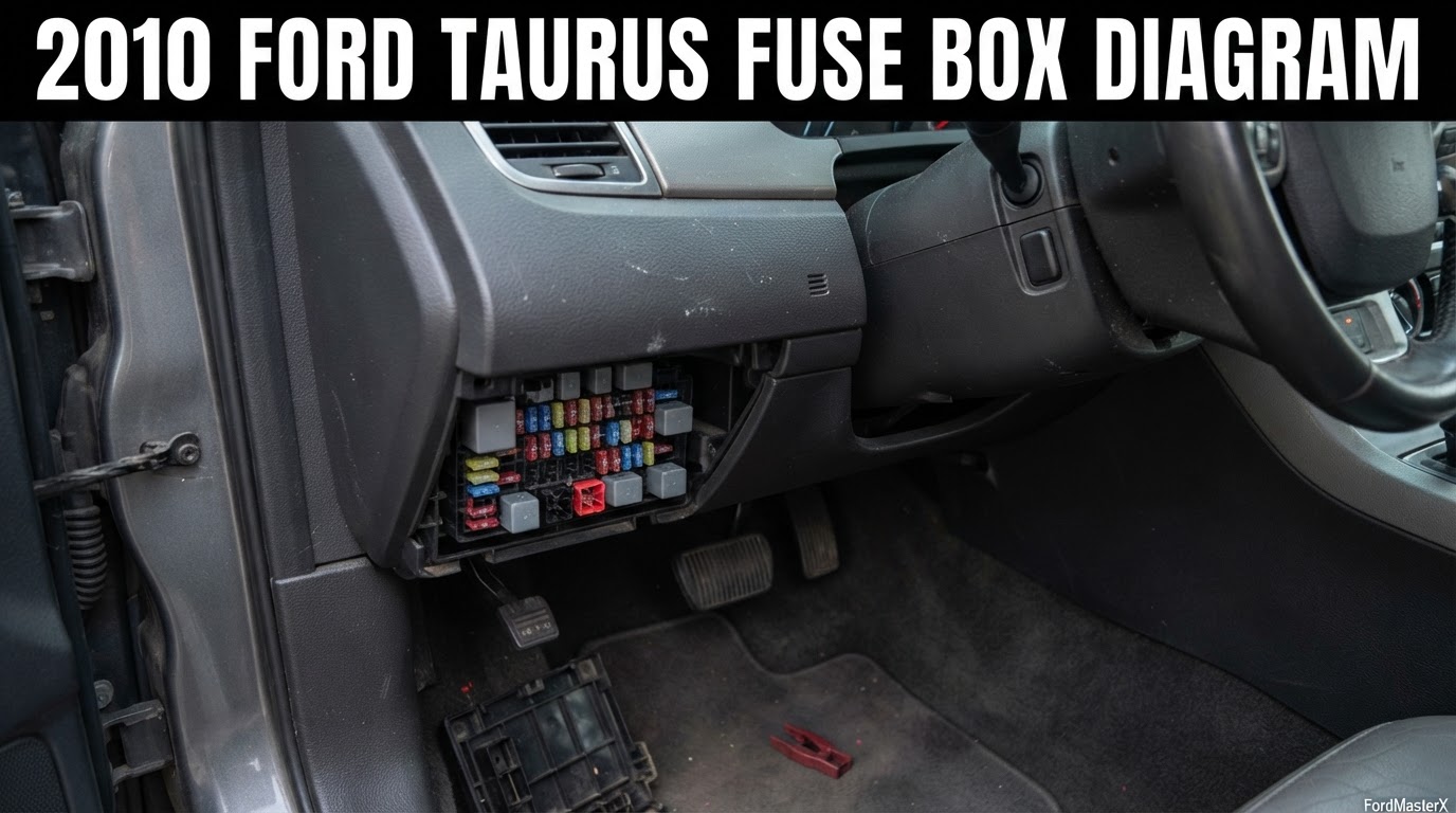 2010 Ford Taurus Fuse Box Diagram: Both Panels and Fuse Charts 1 2010 ford taurus fuse box diagram reference chart from FordMasterX