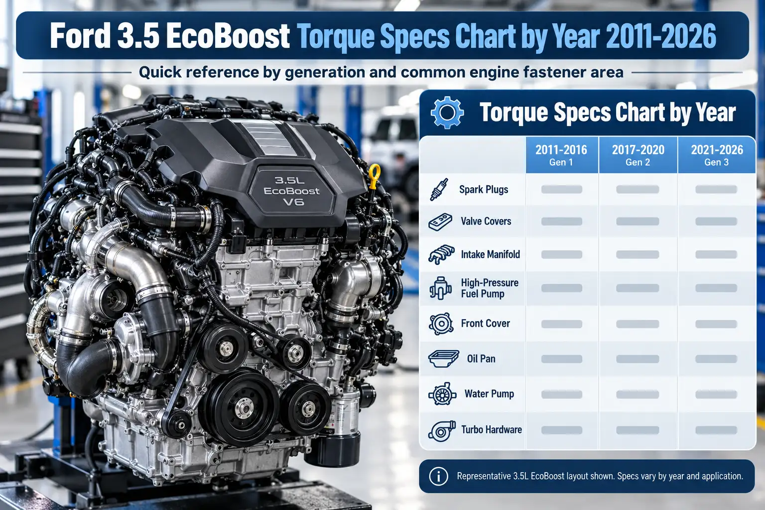 Ford 3.5 EcoBoost Torque Specs Chart by Year 2011-2026 1 Ford 3.5 EcoBoost Torque Specs Chart by Year 2011 2026