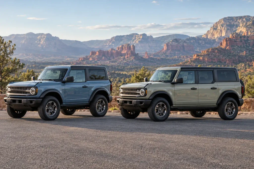 2026 Ford Bronco 2-door and 4-door models shown side by side