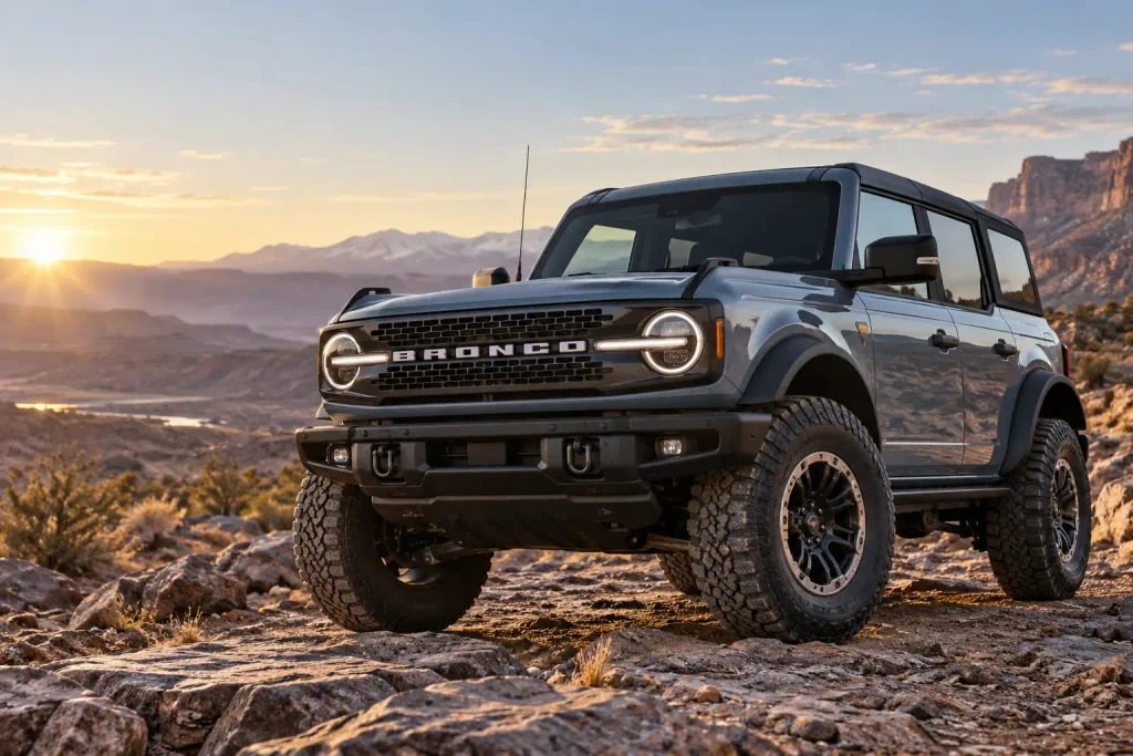 Ford Bronco Badlands on rocky terrain for the 2021–2026 gear ratio chart