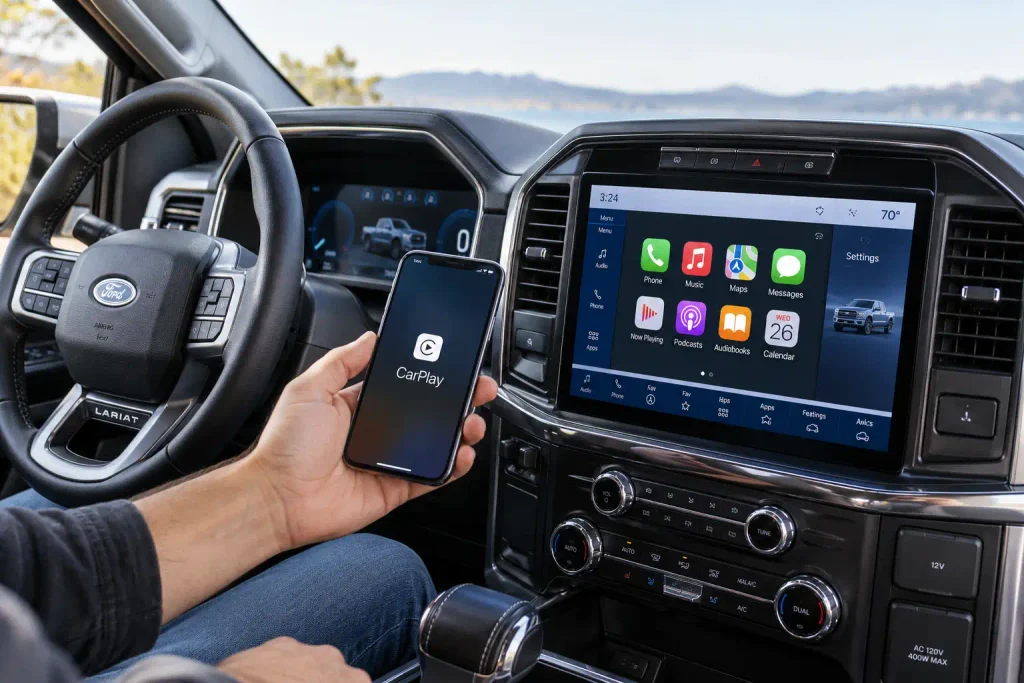 Ford CarPlay not working as driver checks F-150 touchscreen and iPhone