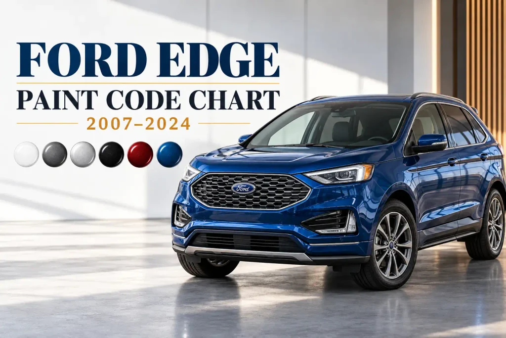 Ford Edge Paint Code Chart By Year: 2026 Colors, Codes & Location 2 Ford Edge paint code chart showing SUV and exterior color samples