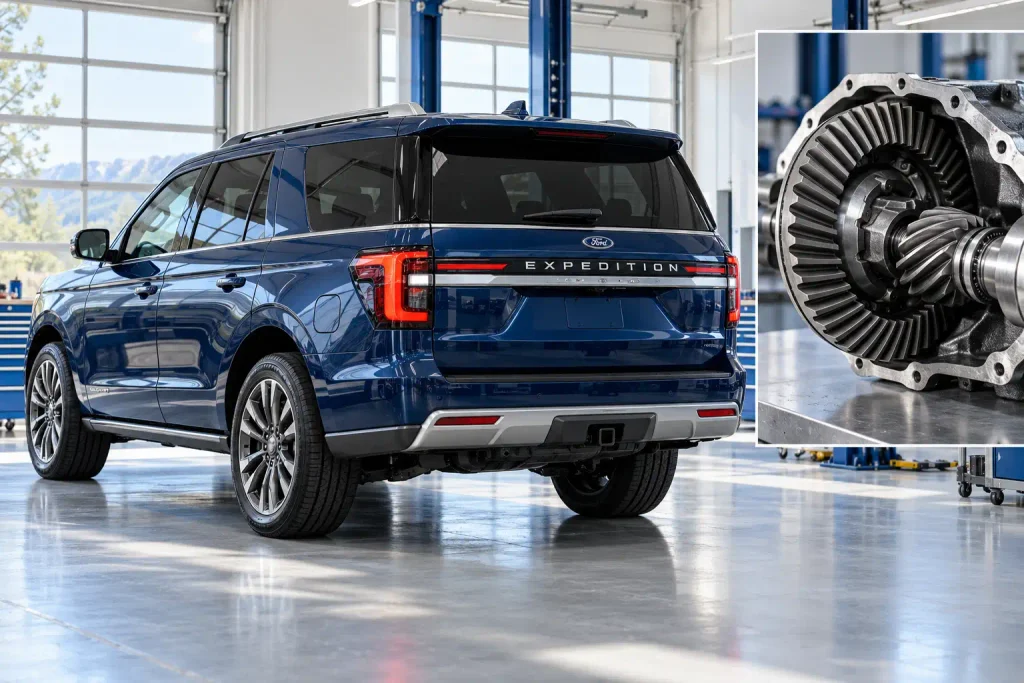 Ford Expedition gear ratio chart illustrated with SUV and rear differential