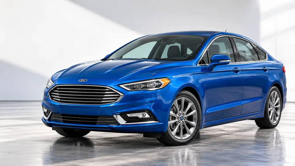 Ford Fusion Paint Code Chart By Year: 2026 Colors, Codes & Location 2 Blue Ford Fusion sedan illustrating the 2006 to 2020 paint code chart