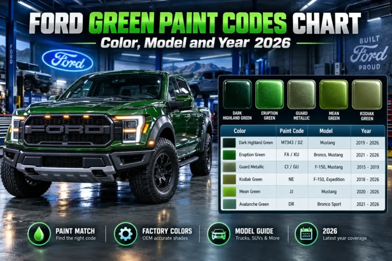 Ford Green Paint Codes Chart: Color, Model and Year 2026