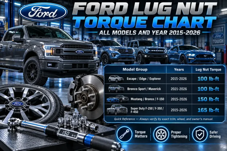 Ford Lug Nut Torque Chart: All Models and Year 2015-2026