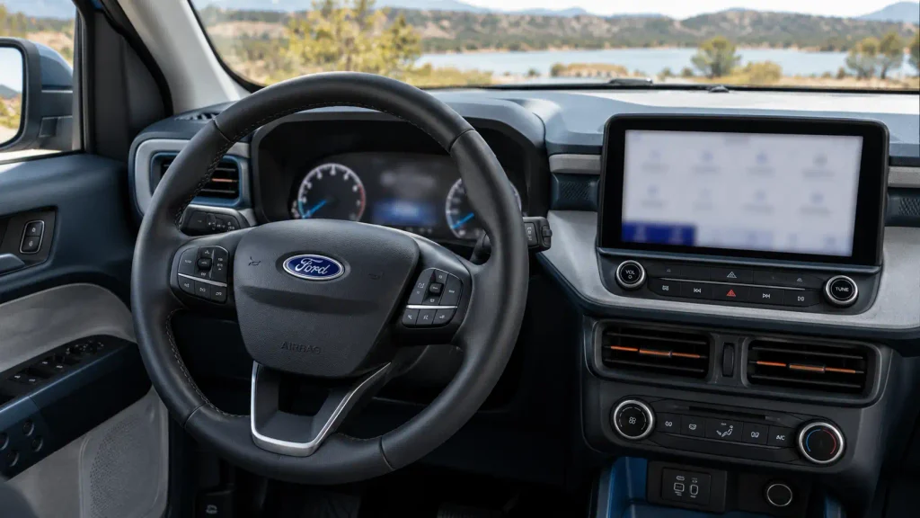 Ford Maverick dashboard and instrument cluster viewed from the driver seat